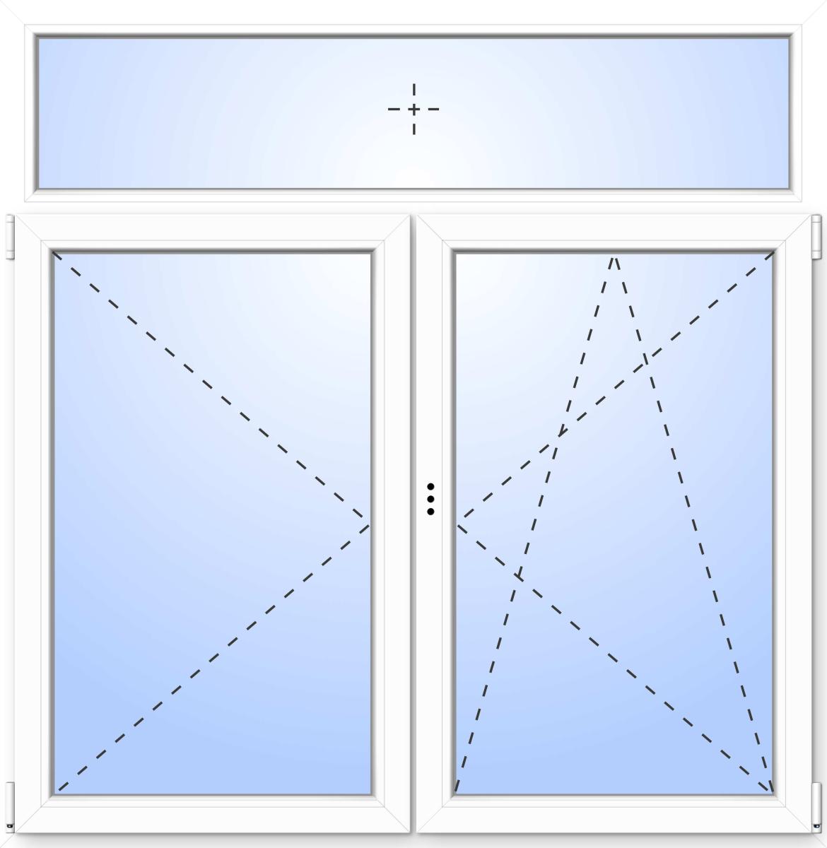PVC Doppelfenster "DAVID" 2fach verglast mit Oberlicht symmetrisch ventusfenster.de