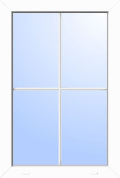 Kunststoff Fenster &quot;FRANZ-M&quot; 74 mm 2-fach Verglasung fest verglast 4 Sprossenfelder