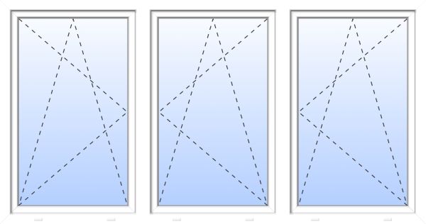Außenansicht Weiß 3-flügeliges Fenster