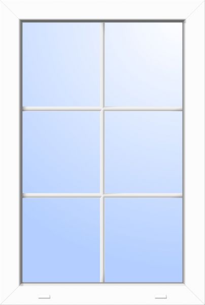 Kunststoff Fenster &quot;FRANZ-M&quot; 74 mm 2-fach Verglasung fest verglast 6 Sprossenfelder